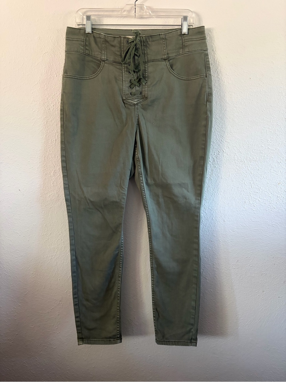 We The Free Olive Lace-Up Skinny Jeans